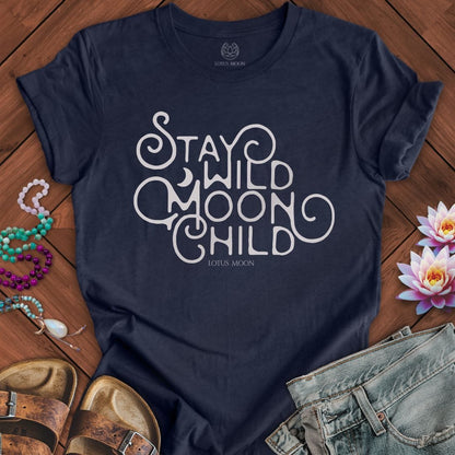 Retro Moon Child Tee Heather Midnight Navy