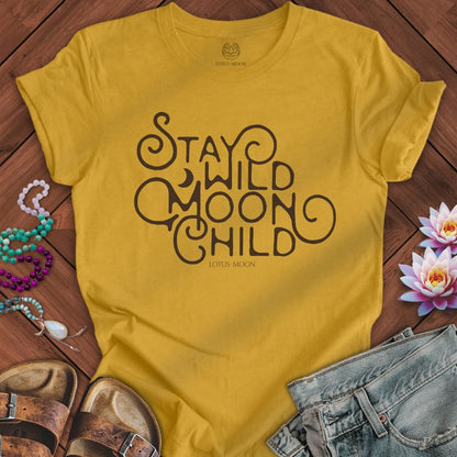 Retro Moon Child Tee Heather Mustard