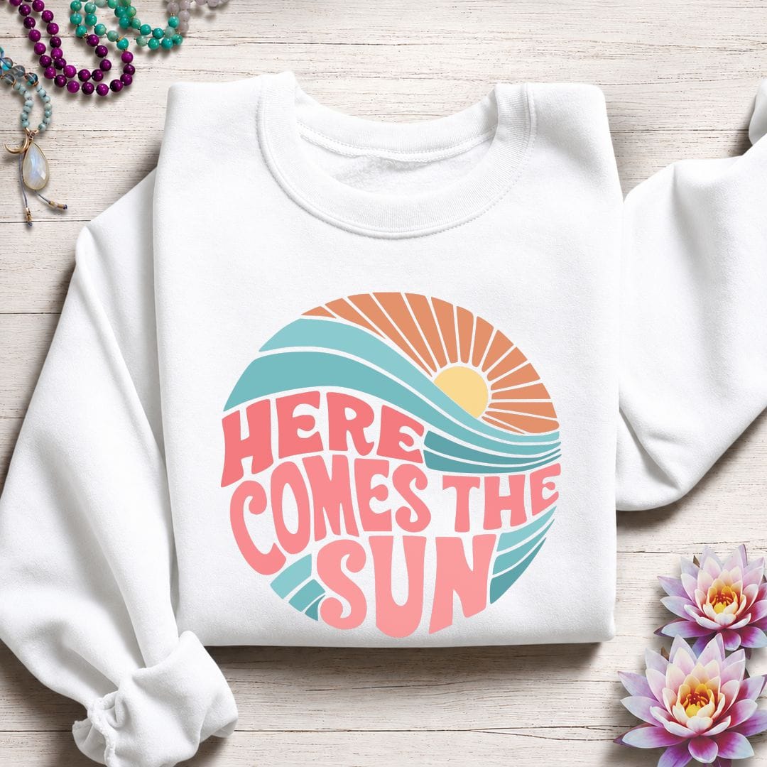 Printify Sweatshirt Retro Sun Sweatshirt S / White