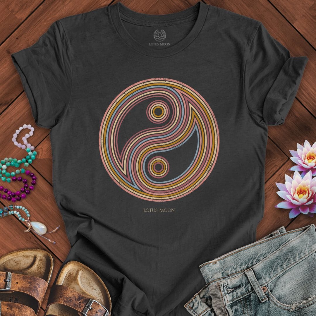 Retro Yin Yang Tee Dark Grey Heather