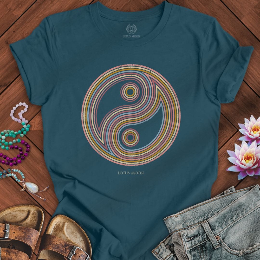 Retro Yin Yang Tee Deep Teal