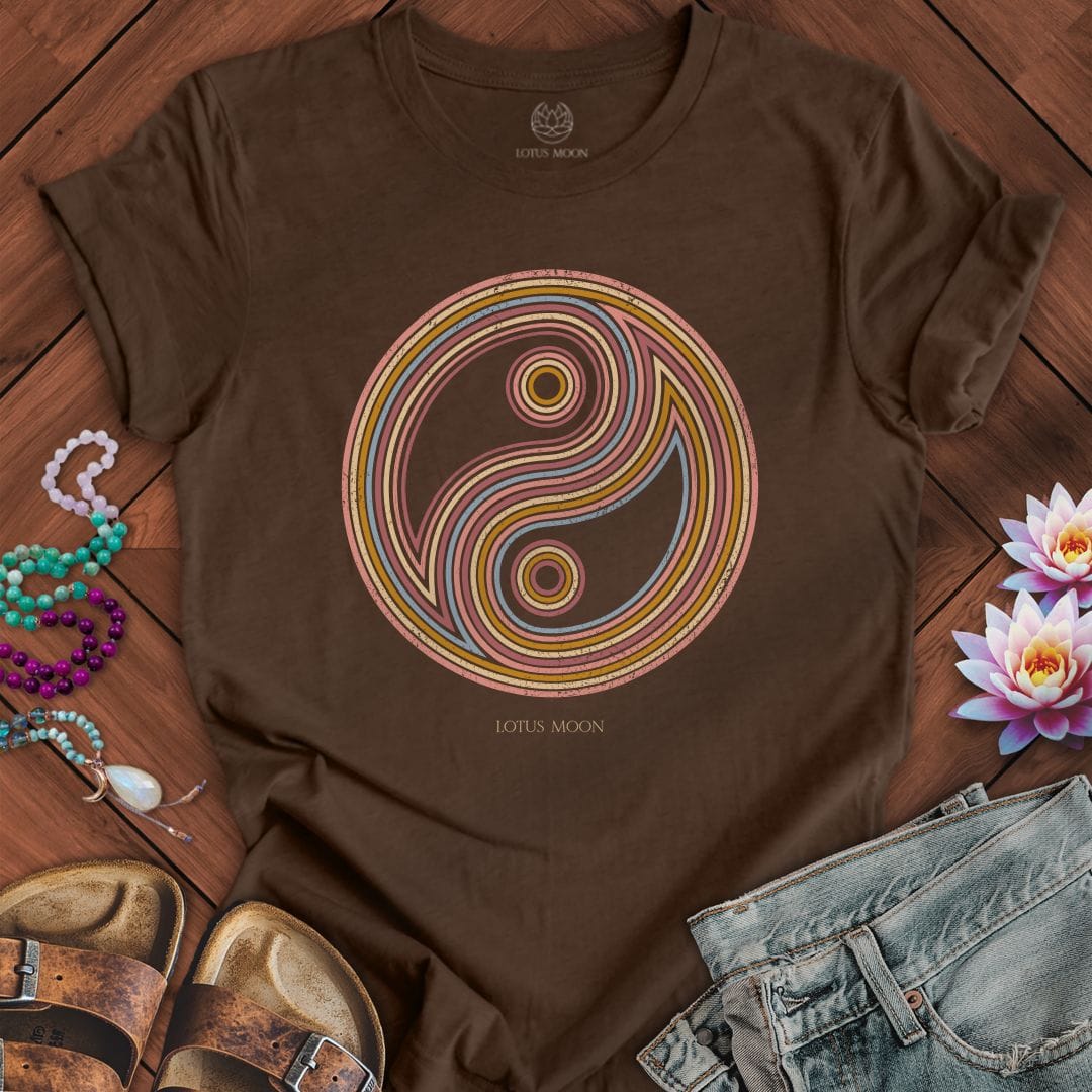 Retro Yin Yang Tee Heather Brown