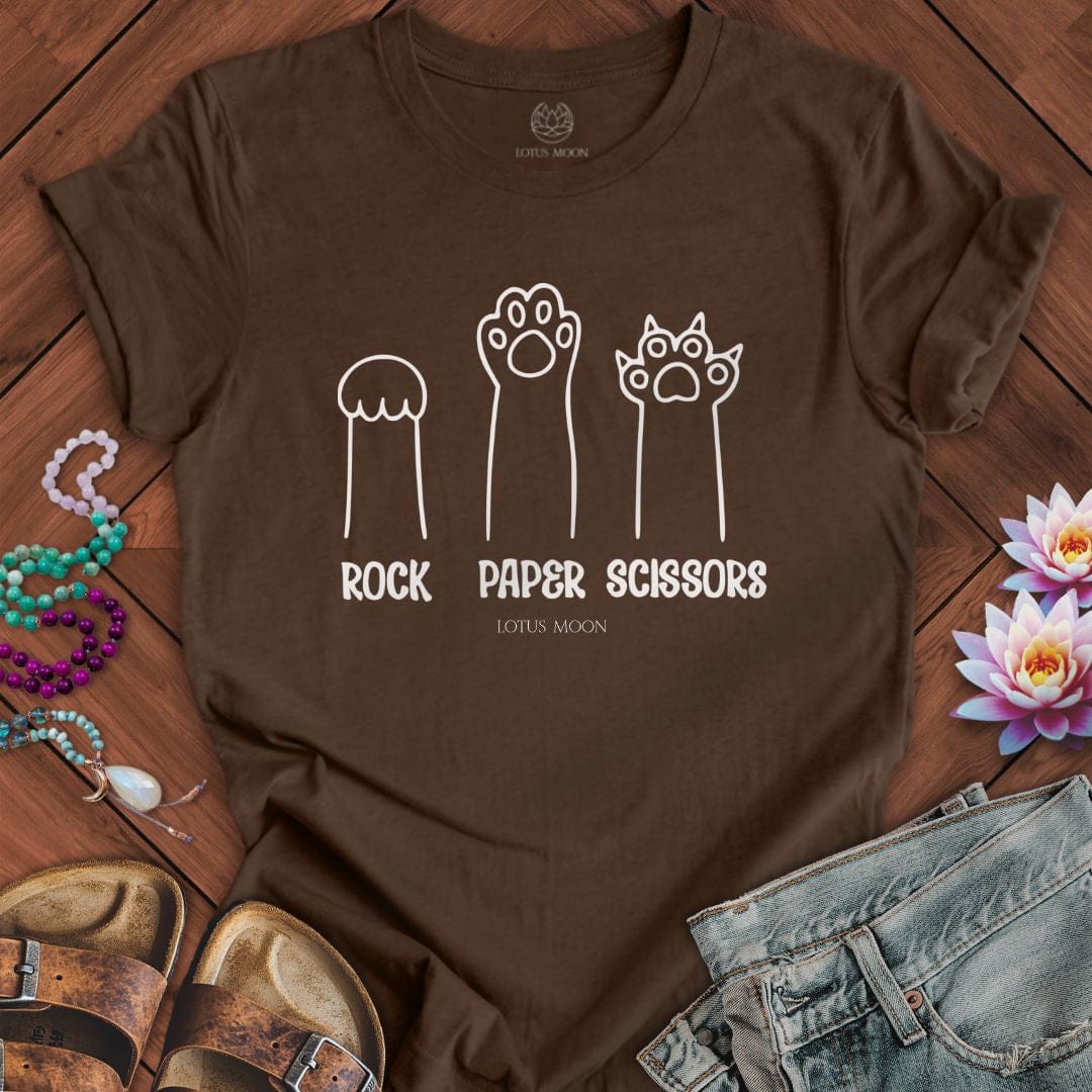 Rock Paper Scissors Tee Heather Brown
