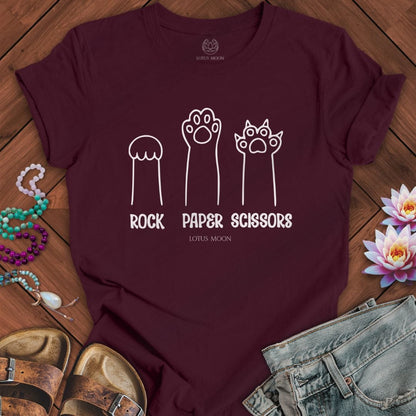 Rock Paper Scissors Tee Maroon