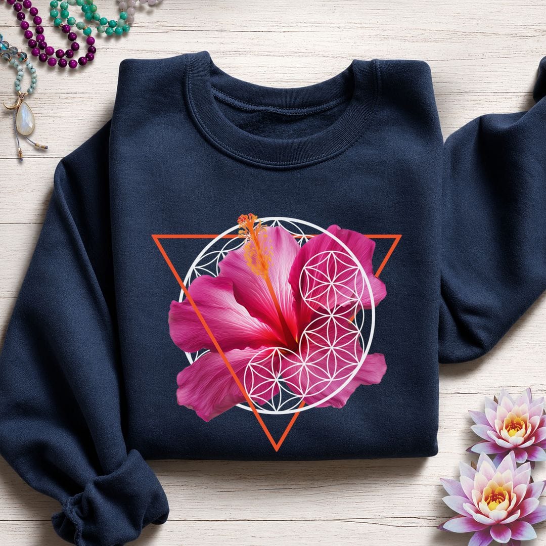 Printify Sweatshirt Sacred Hibiscus Sweatshirt Navy / S