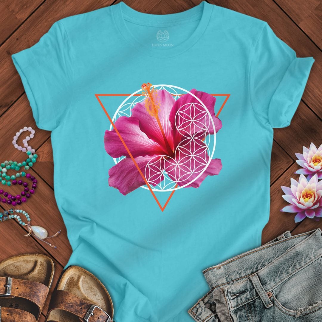 Printify T-Shirt Sacred Hibiscus Tee Turquoise / S