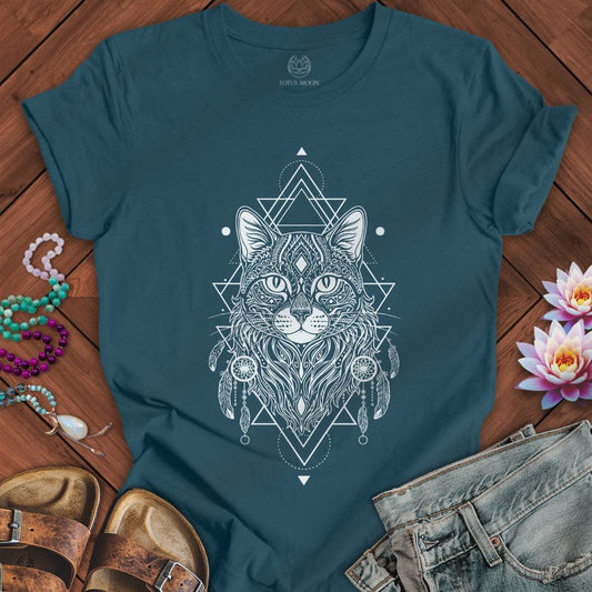 Sacred House Cat Tee Deep Teal
