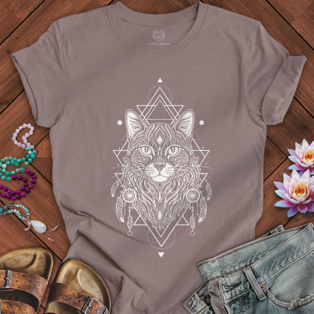 Sacred House Cat Tee Pebble Brown