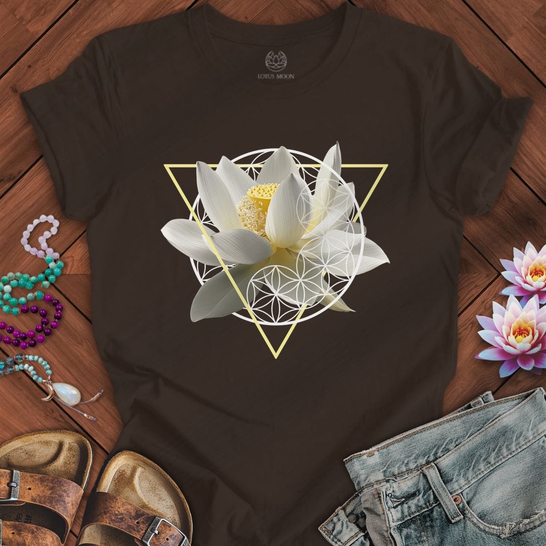 Printify T-Shirt Sacred Lotus Flower Tee Brown / S