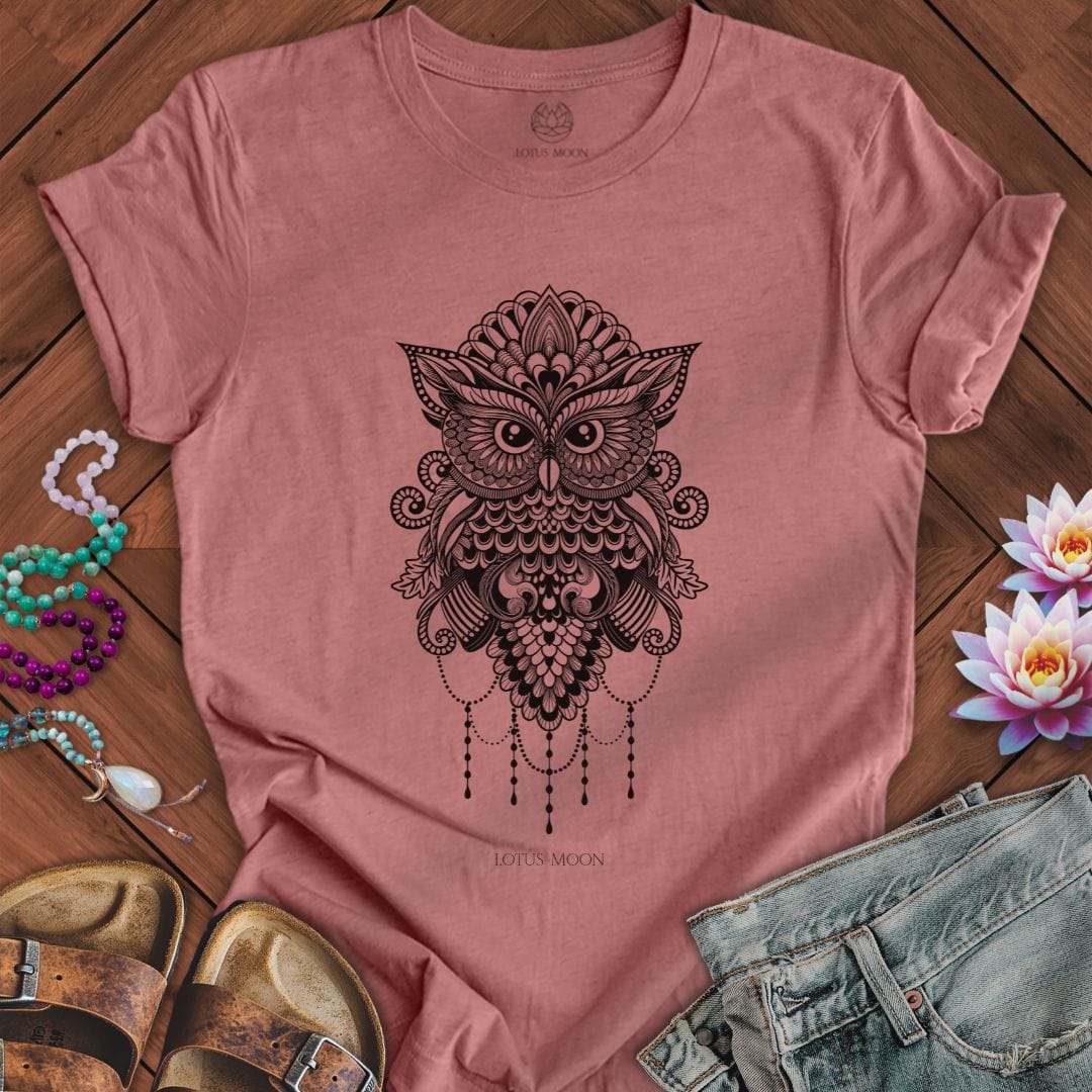 Sacred Owl Mandala Tee Heather Mauve