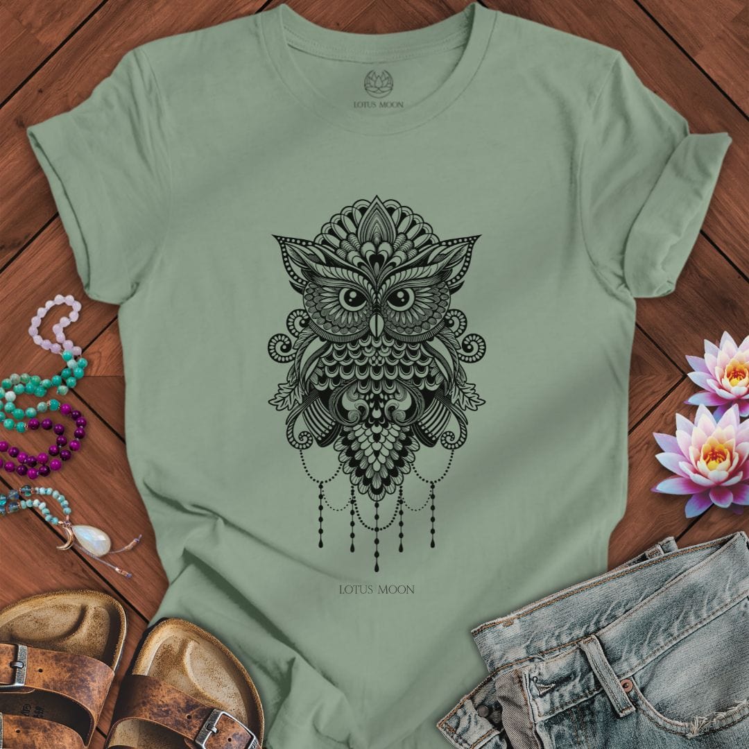 Sacred Owl Mandala Tee Sage