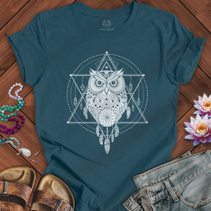 Sacred Owl Tee Deep Teal
