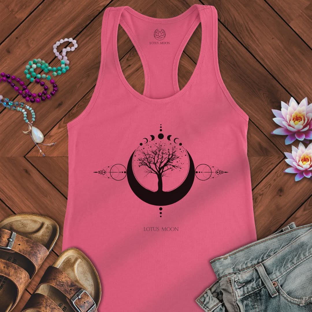 Sacred Tree of Life Tank Solid Hot Pink