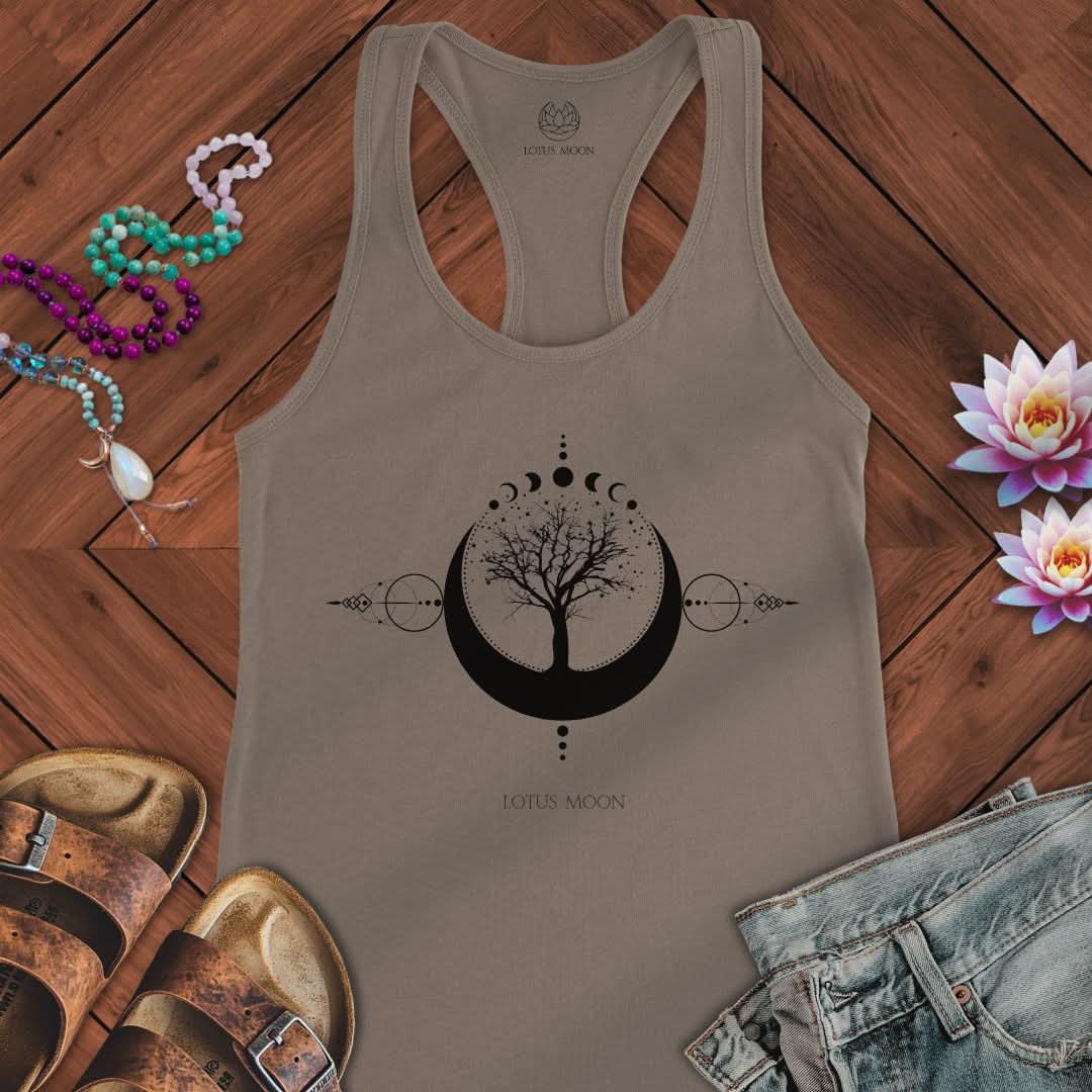 Sacred Tree of Life Tank Solid Warm Gray