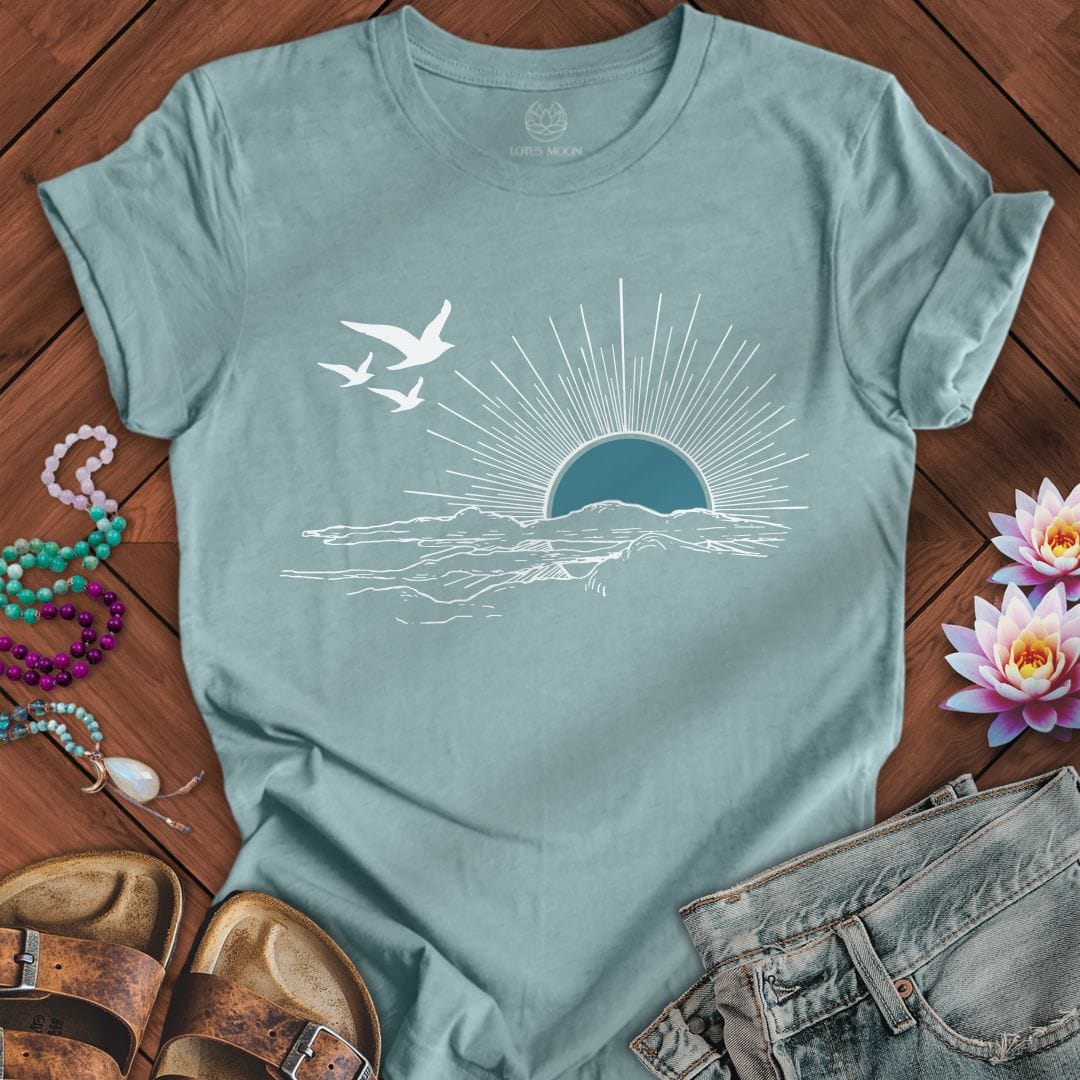 Printify T-Shirt Seabird Sunset Tee Heather Blue Lagoon / S
