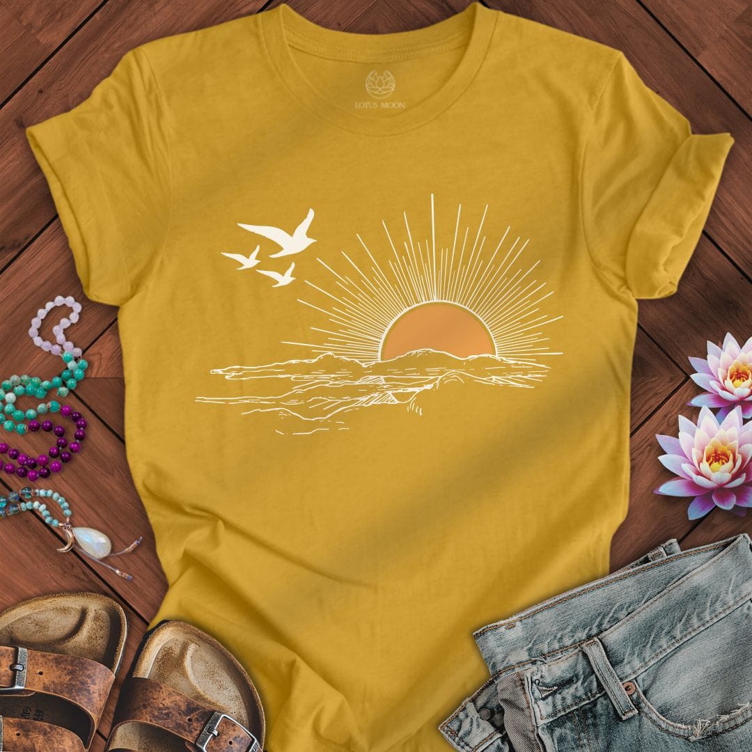 Printify T-Shirt Seabird Sunset Tee Heather Mustard / S