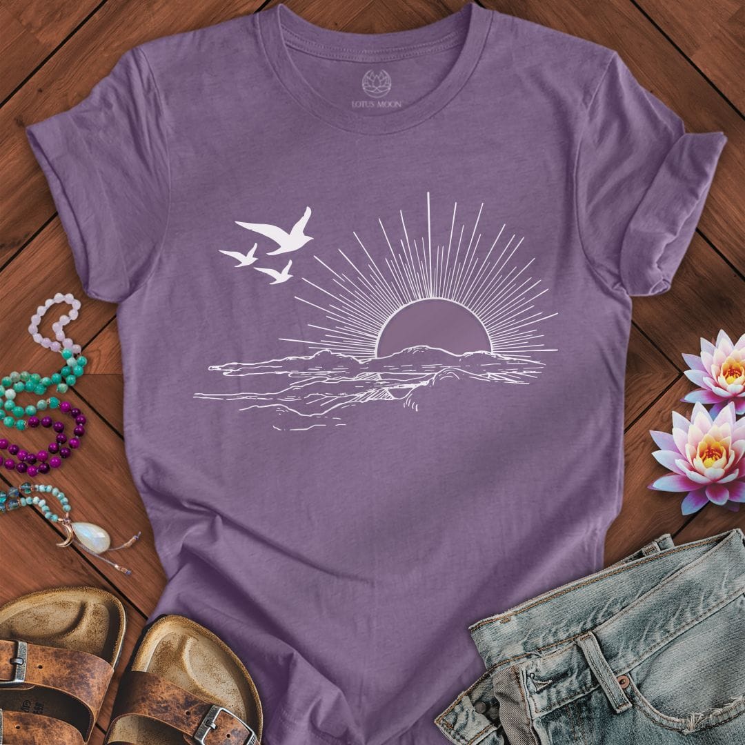 Printify T-Shirt Seabird Sunset Tee Heather Purple / S