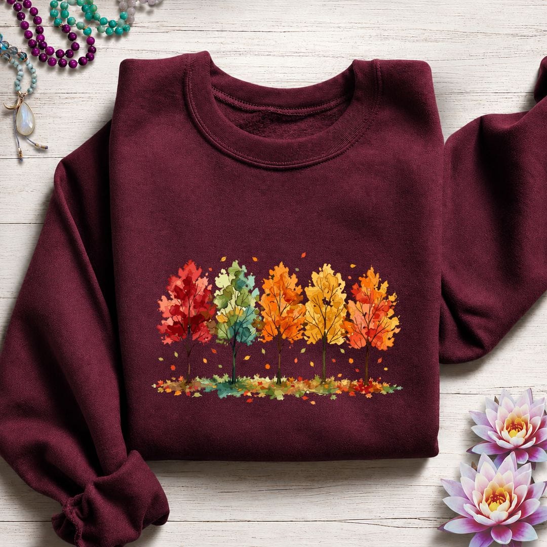 Printify Sweatshirt Season of Change Sweatshirt Maroon / S