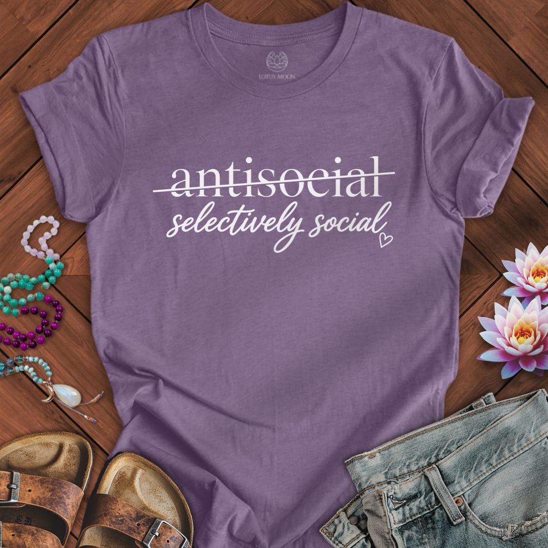 Printify T-Shirt Selectively Social Tee Heather Purple / S