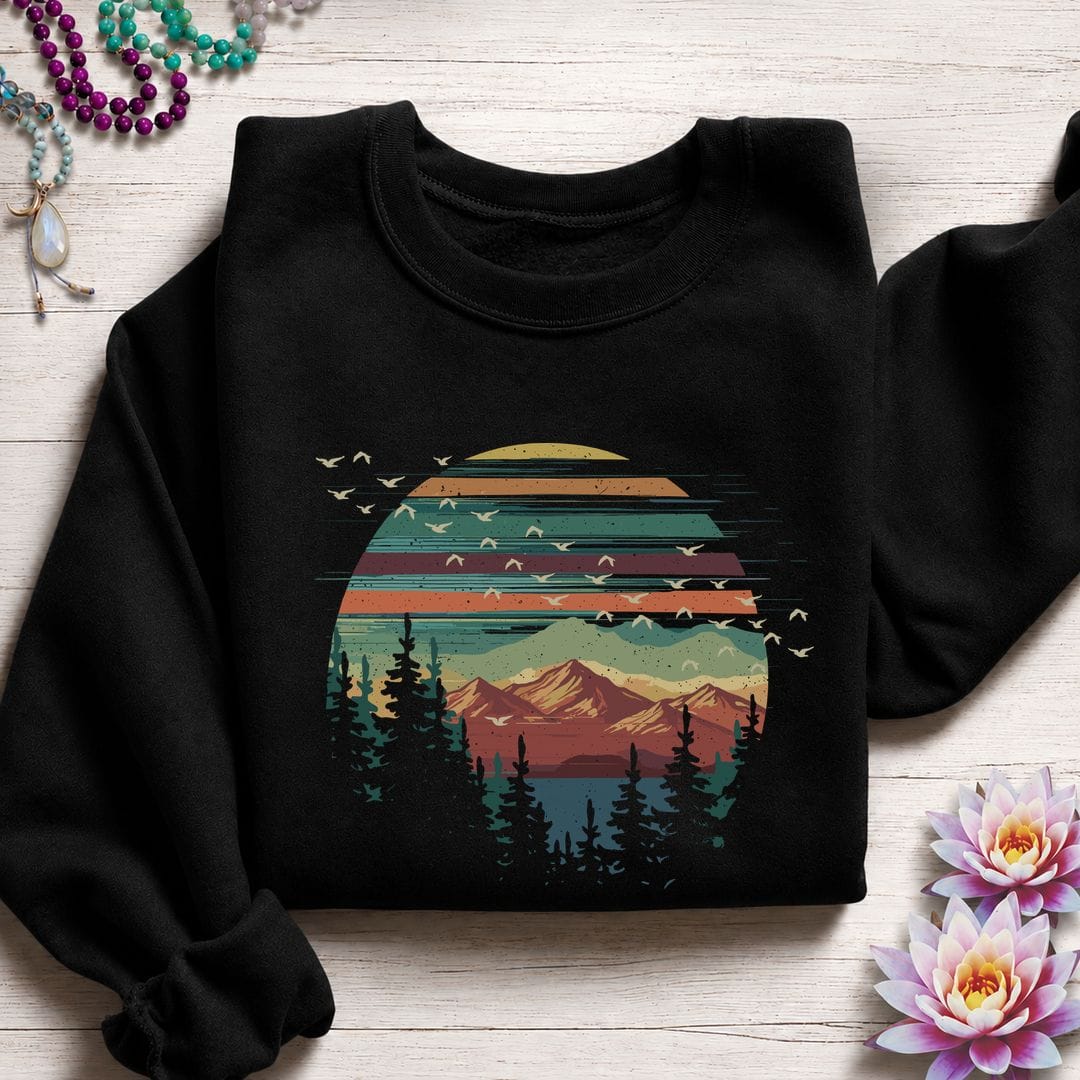 Printify Sweatshirt Serene Landscape Sweatshirt S / Black