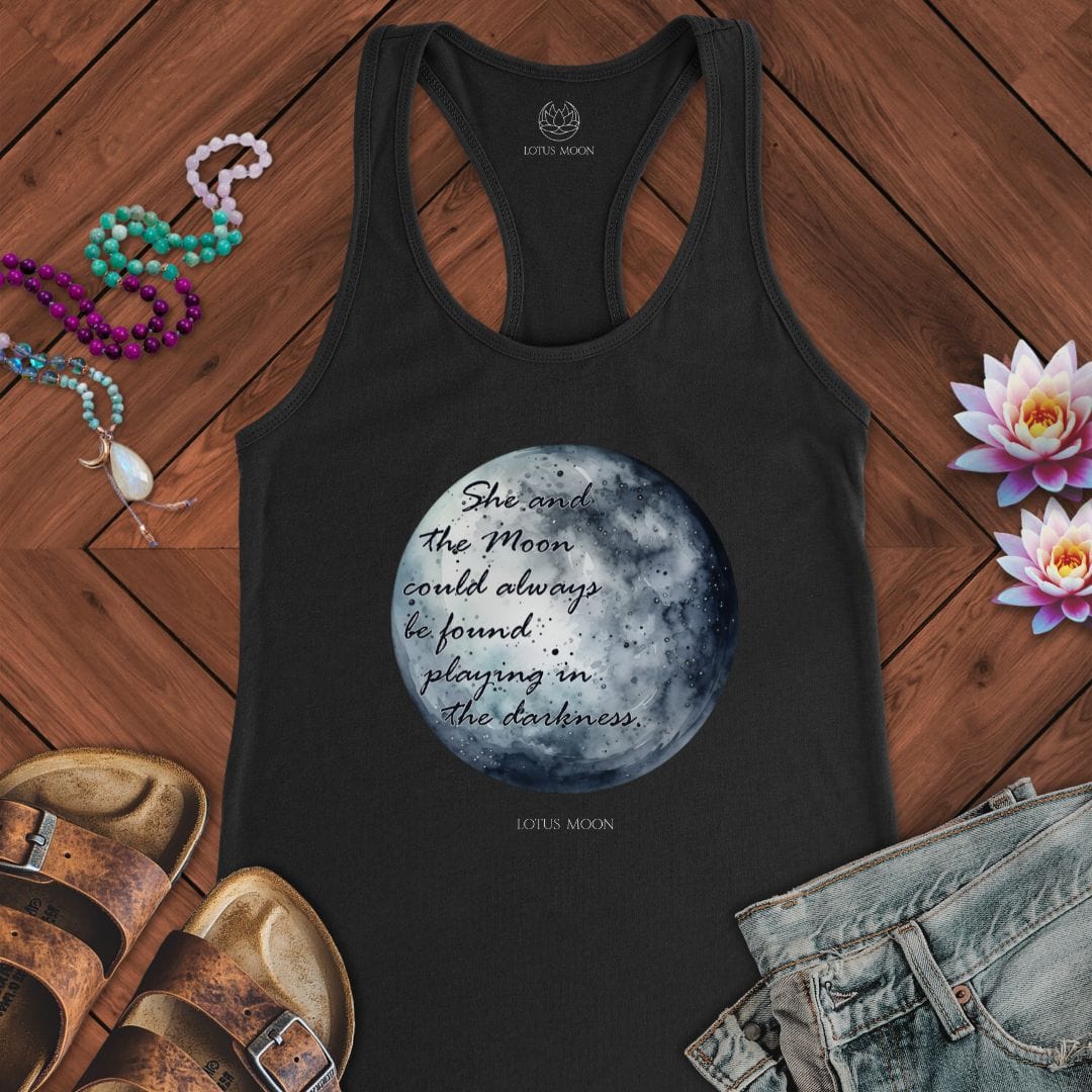 She and the Moon Tank Solid Black
