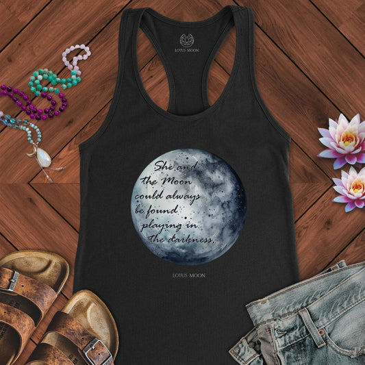 She and the Moon Tank Solid Black