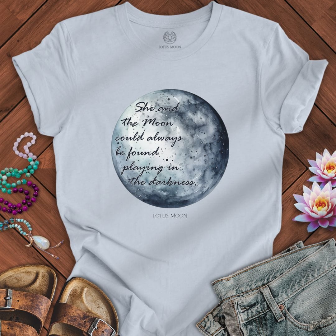 She and the Moon Tee Light Blue
