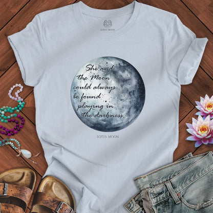 She and the Moon Tee Light Blue