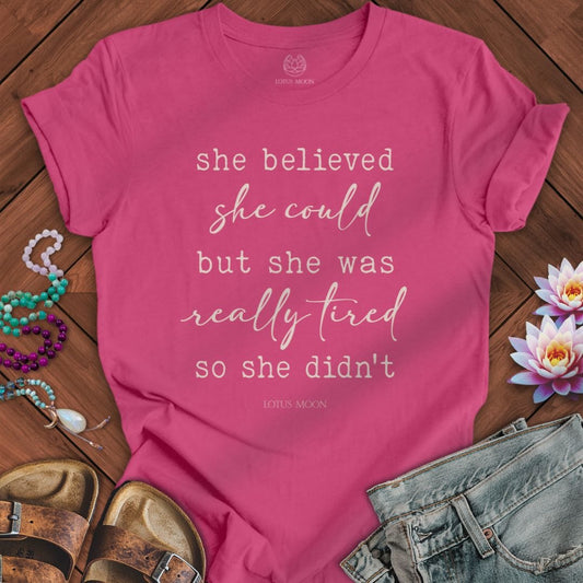 Lotus Moon T-Shirt She Believed She Could Tee Berry / S