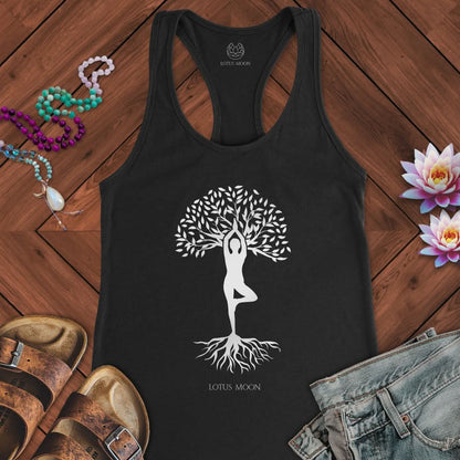 Silhouette Tree of Life Tank Solid Black