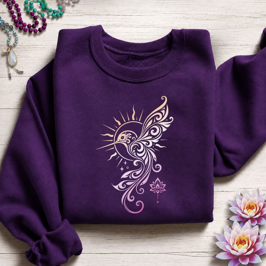 Solar Hummingbird Sweatshirt Purple
