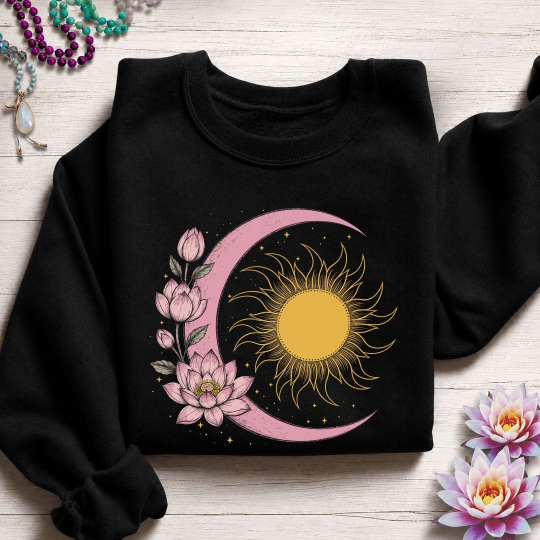 Printify Sweatshirt Solar Lotus Sweatshirt Black / S