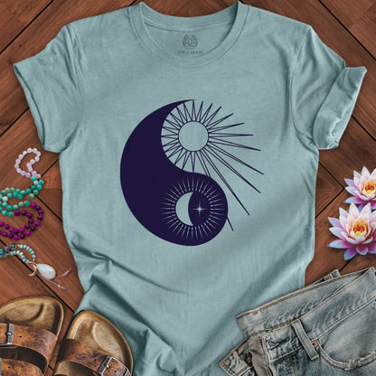 Solar Yin Yang Tee Heather Blue Lagoon