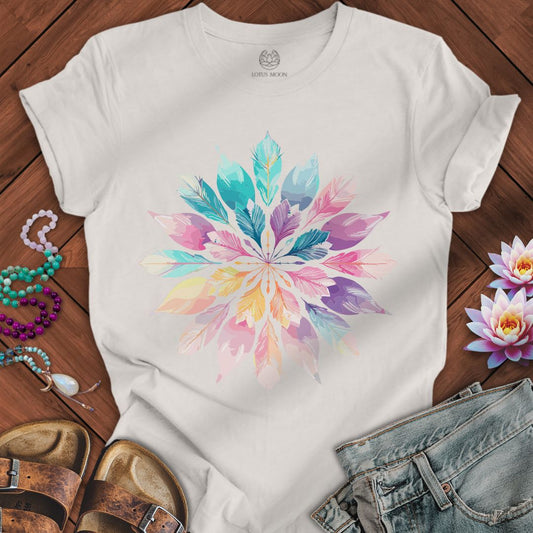 Spring Feather Mandala Tee Vintage White