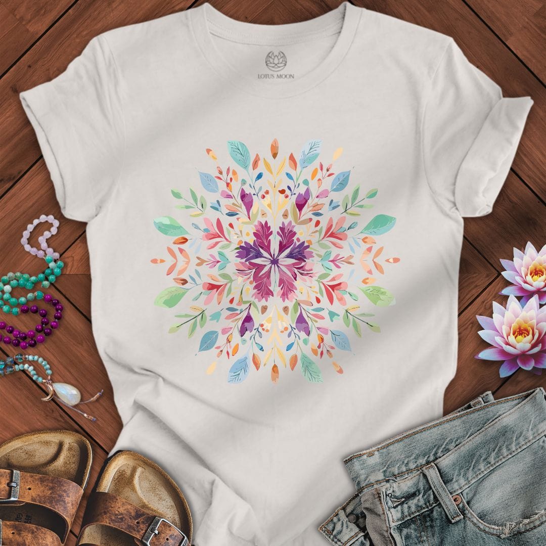 Printify T-Shirt Spring Floral Mandala Tee Vintage White / S