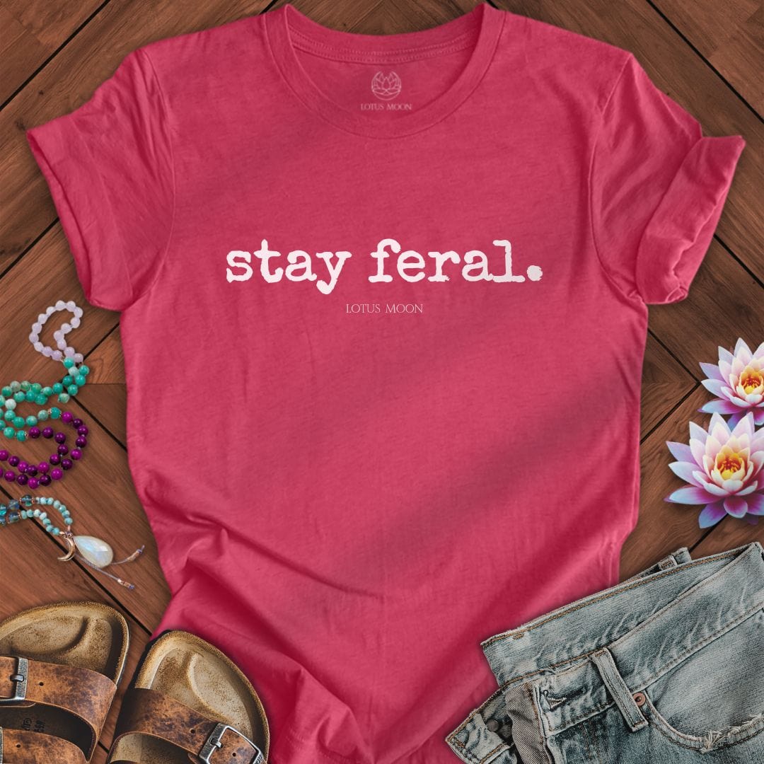 Stay Feral Tee Heather Raspberry
