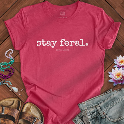 Stay Feral Tee Heather Raspberry