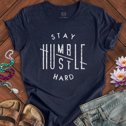 Stay Humble Tee Heather Midnight Navy