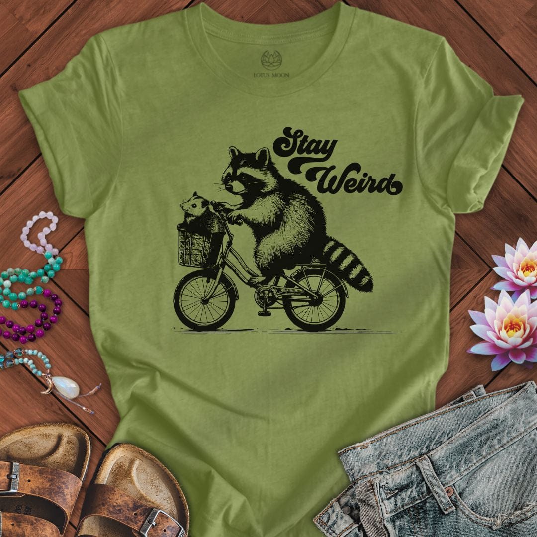 Stay Weird Tee Heather Green