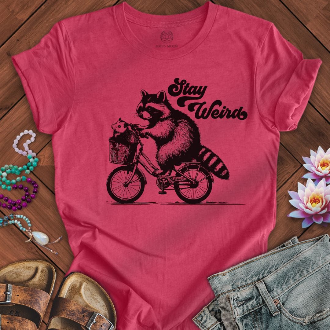Stay Weird Tee Heather Raspberry