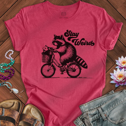 Stay Weird Tee Heather Raspberry