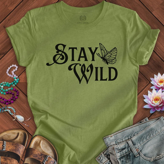 Stay Wild Butterfly Tee Heather Green