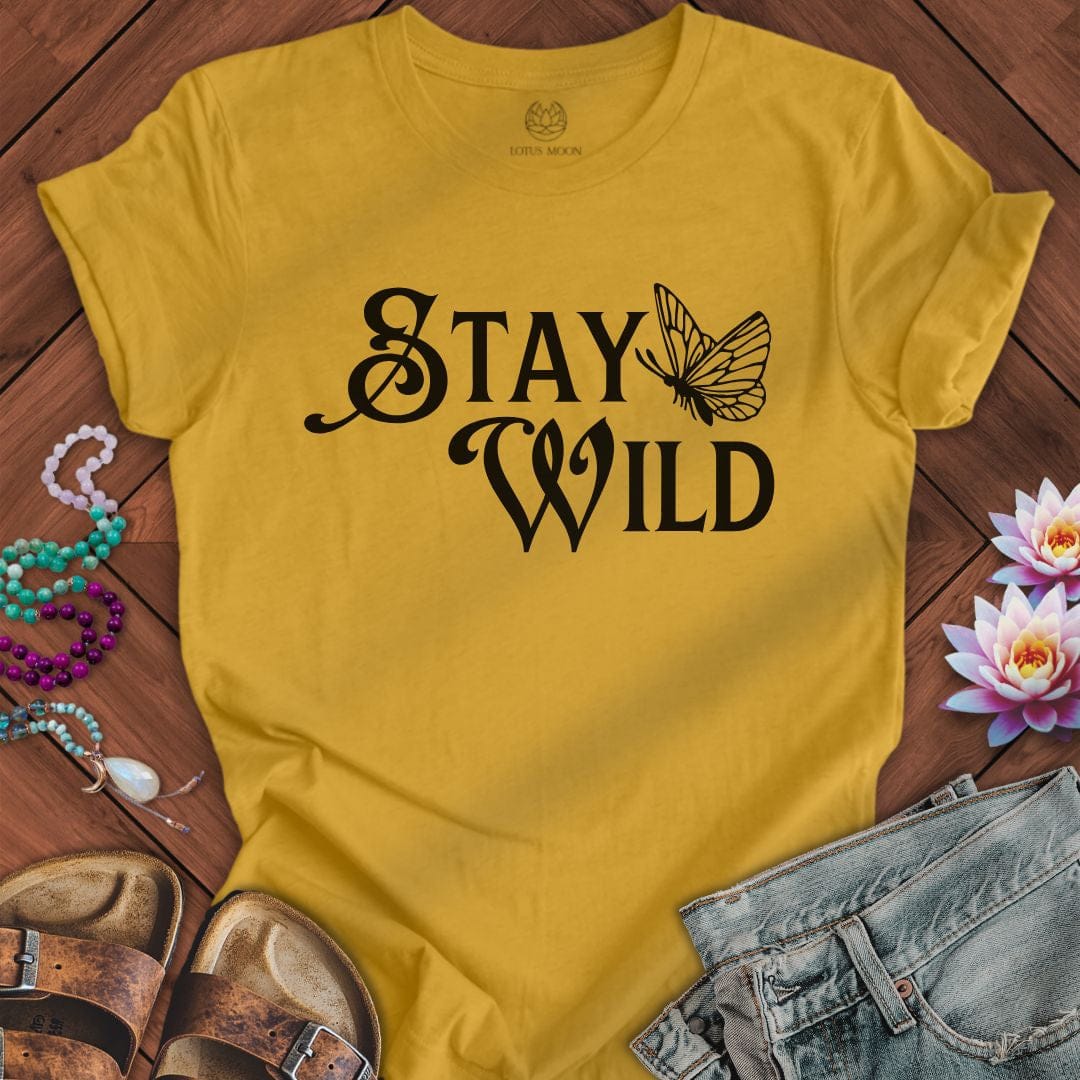 Stay Wild Butterfly Tee Heather Mustard