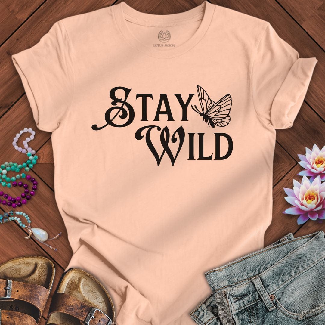 Stay Wild Butterfly Tee Peach
