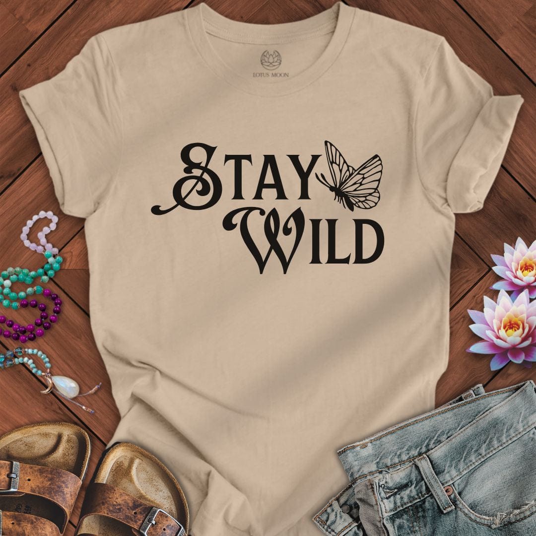 Stay Wild Butterfly Tee Tan