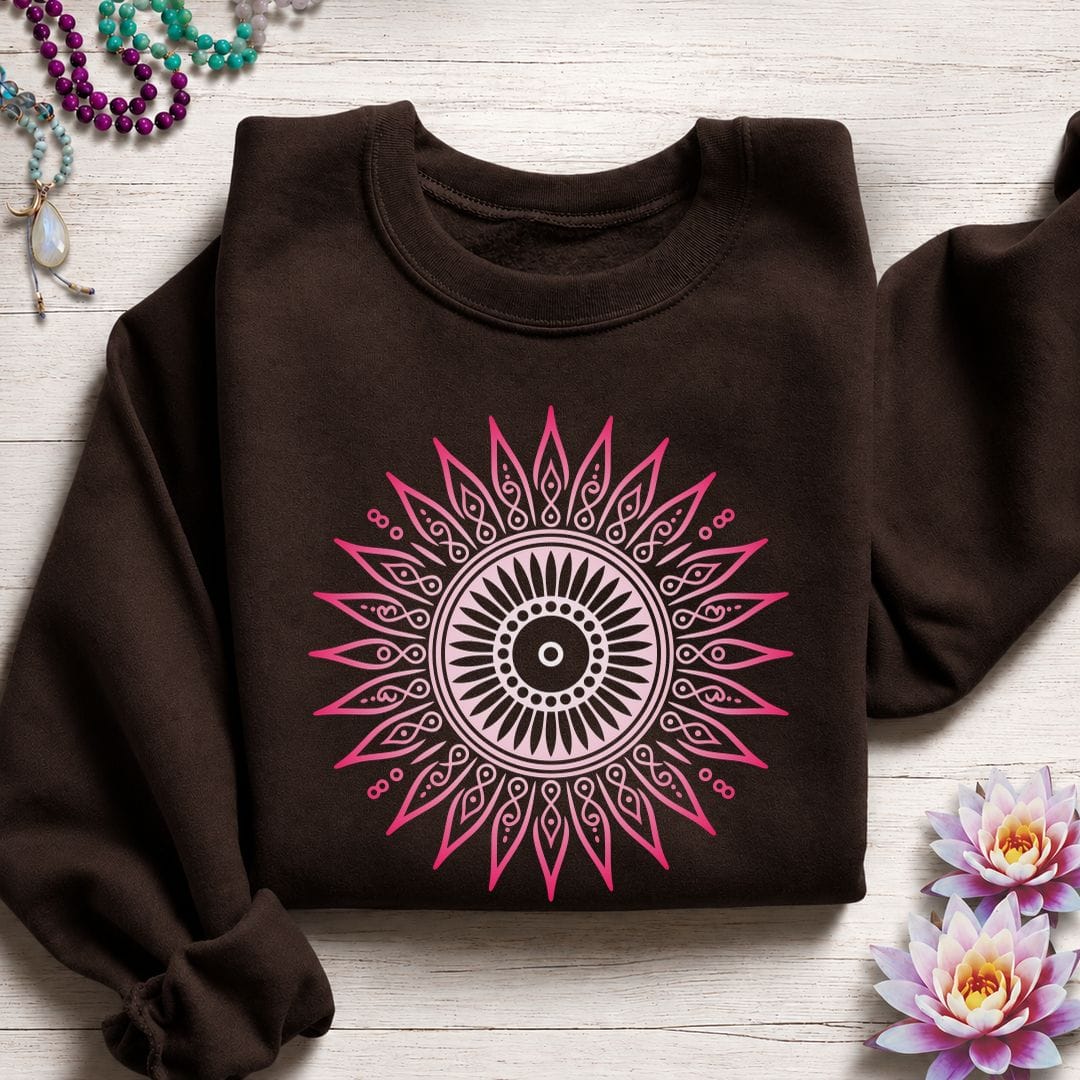 Summer Sun Mandala Sweatshirt Dark Chocolate