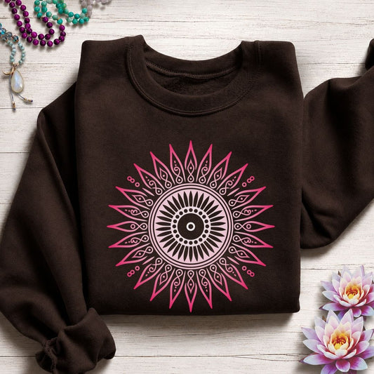 Summer Sun Mandala Sweatshirt Dark Chocolate