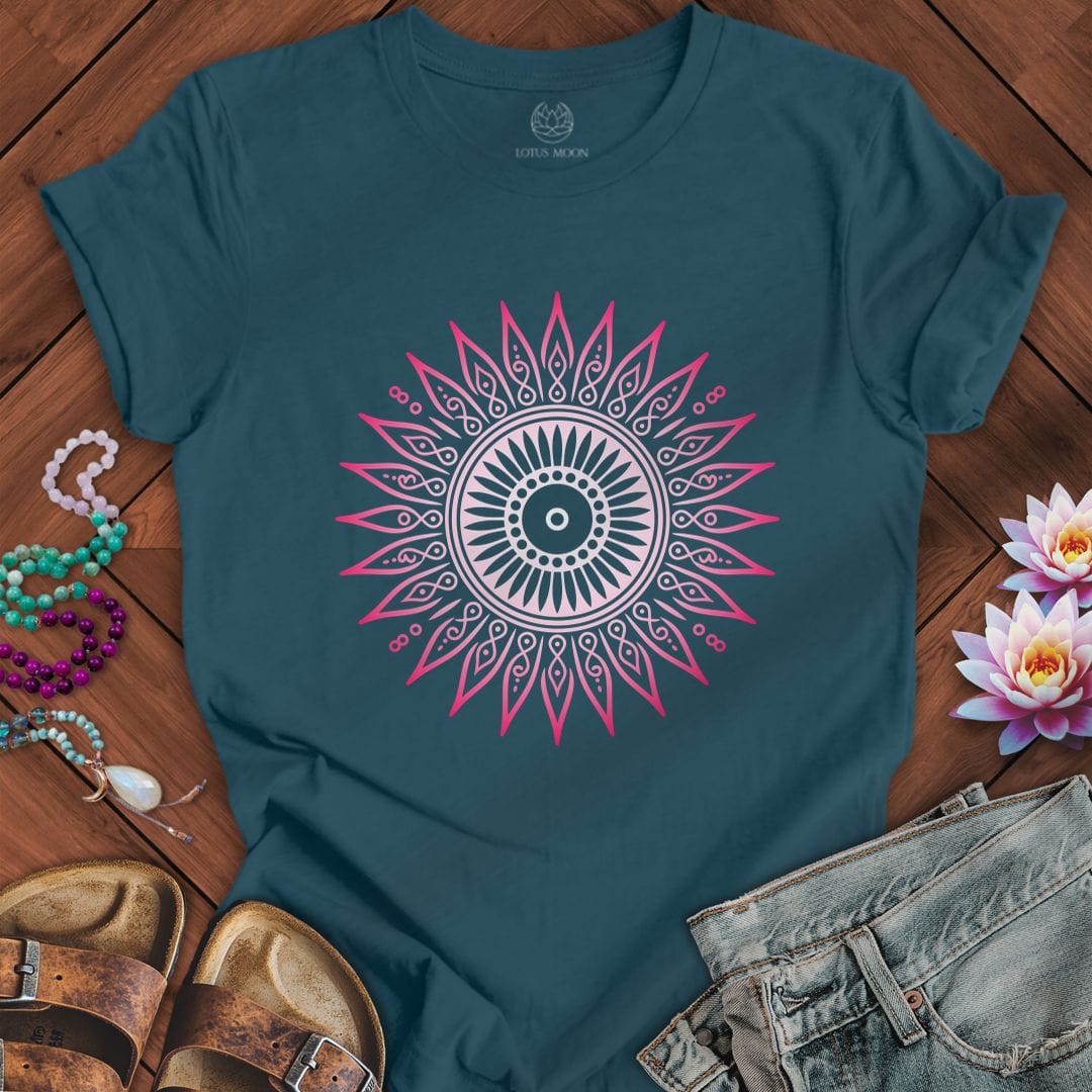 Printify T-Shirt Summer Sun Mandala Tee Deep Teal / S