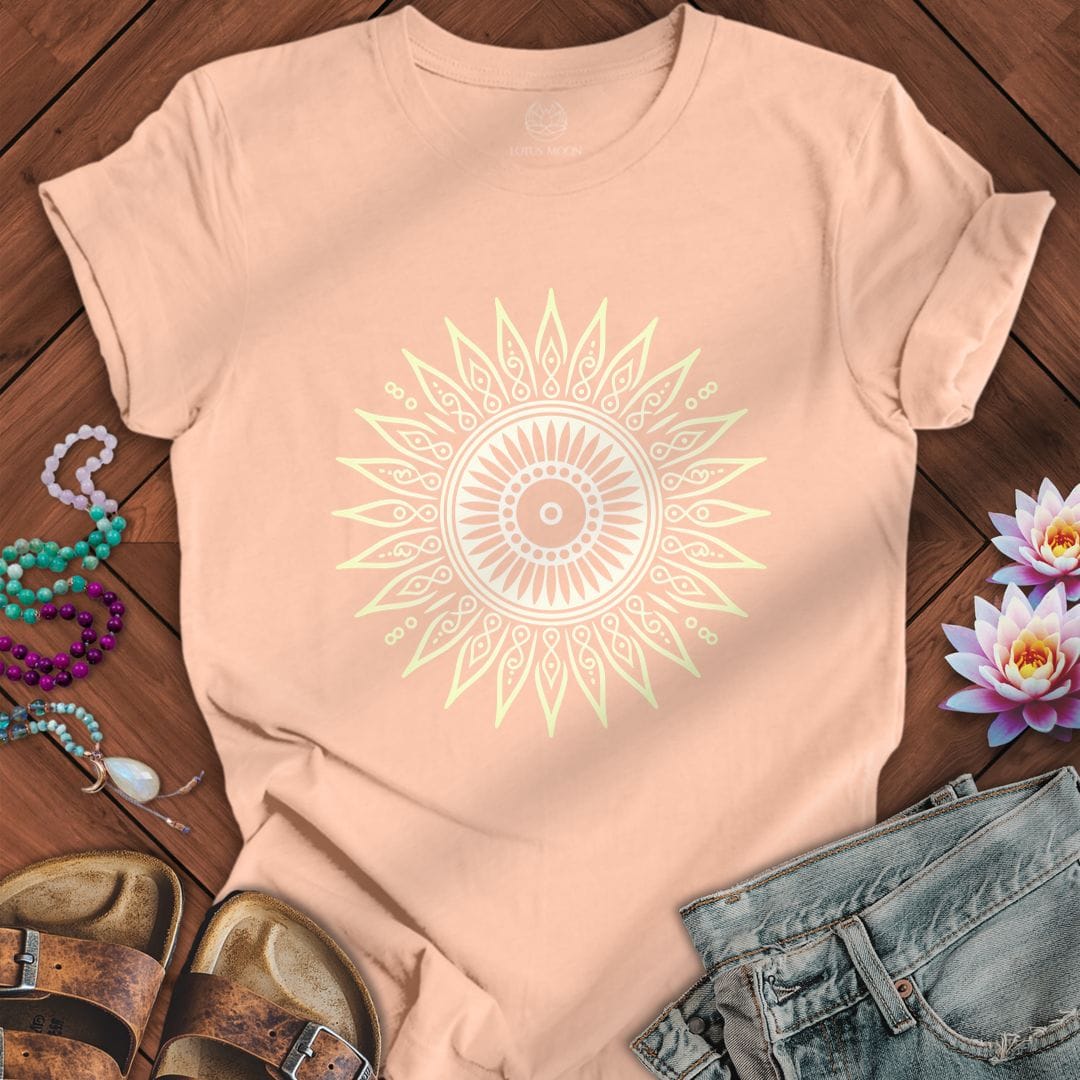 Printify T-Shirt Summer Sun Mandala Tee Peach / S