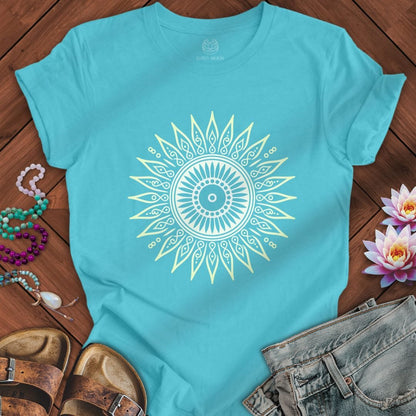 Printify T-Shirt Summer Sun Mandala Tee Turquoise / S